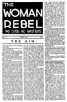 A magazine cover, with the title "The Woman Rebel".