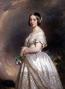 Richly dressed young Victoria gazing at the painter