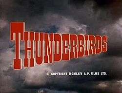 Series title, "Thunderbirds", set against thunderclouds