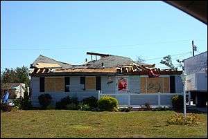 Tornado damage to a home in Griffith, Indiana