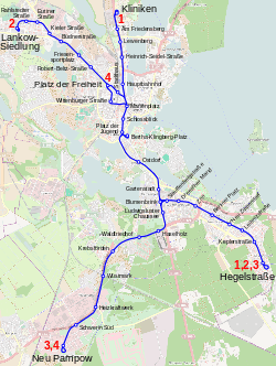 Schwerin tramway network, 2013.