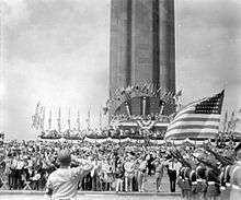 Commemorative ceremonies at the Liberty Memorial, c. 1940.