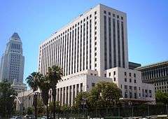 Exterior view of the Central District of California Courthouse building in Los Angeles, California