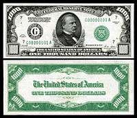 $1,000 Federal Reserve Note, Series 1928, Fr.2210g, depicting Grover Cleveland.
