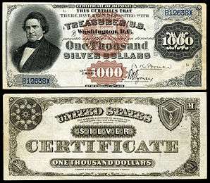 $1000 Silver Certificate, Series 1880, Fr.346d, depicting William Marcy