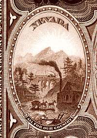 Nevada state coat of arms from the reverse of the National Bank Note Series 1882BB