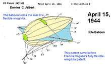 Drawing of kite balloon for patent dated 15 April 1944