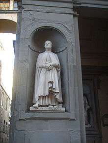 Statua di Andrea Orcagna, Loggiato degli Uffizi, Firenze, scolpita da Niccolò Bazzanti