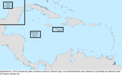 Map of the change to the United States in the Caribbean Sea on September 8, 1879