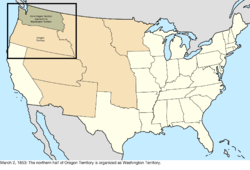 Map of the change to the United States in central North America on March 2, 1853