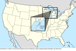 Map of the change to the United States in central North America on November 22, 1926