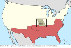 Map of the change to the international disputes involving the United States in central North America on October 31, 1861