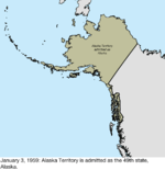 Map of the change to the United States in northwest North America on January 3, 1959