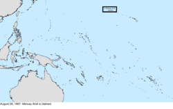 Map of the change to the United States in the Pacific Ocean on August 28, 1867