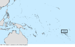 Map of the change to the United States in the Pacific Ocean sometime in 1881