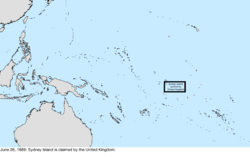 Map of the change to the United States in the Pacific Ocean on June 26, 1889