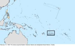 Map of the change to the United States in the Pacific Ocean on February 19, 1900