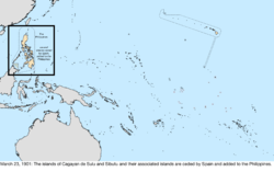 Map of the change to the United States in the Pacific Ocean on March 23, 1901