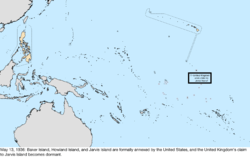 Map of the change to the United States in the Pacific Ocean on May 13, 1936