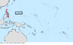 Map of the change to the United States in the Pacific Ocean on August 10, 1944