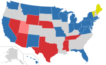 Color coded map of 2018 Senate races