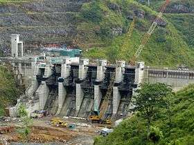 The Upper Kotmale Dam under construction in April 2011.