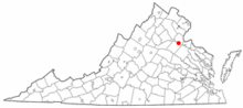 State map highlighting City of Fredericksburg