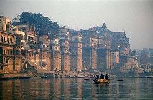 Buildings on the bank of the River Ganges in Varanasi