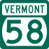Vermont Route 58 state marker