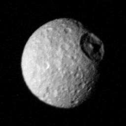 Mimas at a range of 425,000 km from Voyager 1
