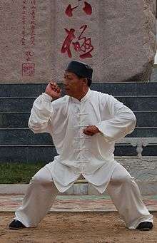Master Wu Lian-Zhi in the typical stance of Baji Quan style.