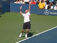 Wawrinka serves during his upset win versus Andy Murray at the 2010 US Open.