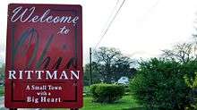 Rittman, Ohio City Limits Sign.