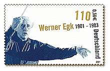 Postal stamp featuring a picture of Werner Egk