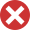 White X in red background