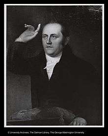 Photograph of James Peale's portrait of William Staughton.  Courtesy of the University Archives, The George Washington University