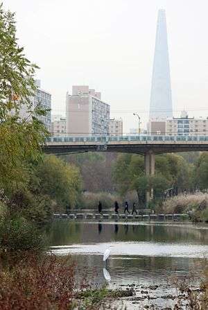 view of the stream with a bridge