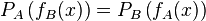 P_A\left(f_B(x)\right) = P_B\left(f_A(x)\right)