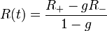 
R(t) = \frac{R_{+} - gR_{-}}{1 - g} 

