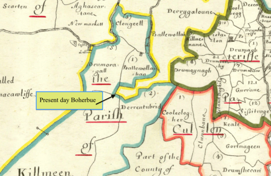 Map of Boherbue circa 1655
